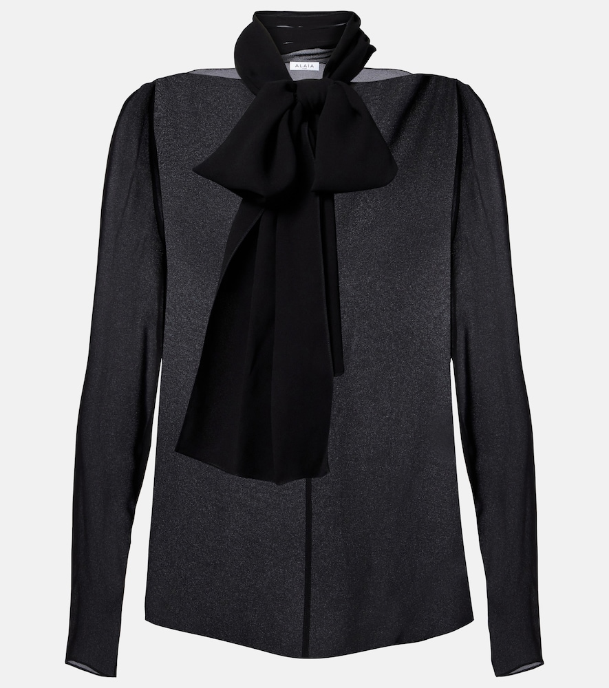 Alaia Alaïa Sheer tie-neck blouse