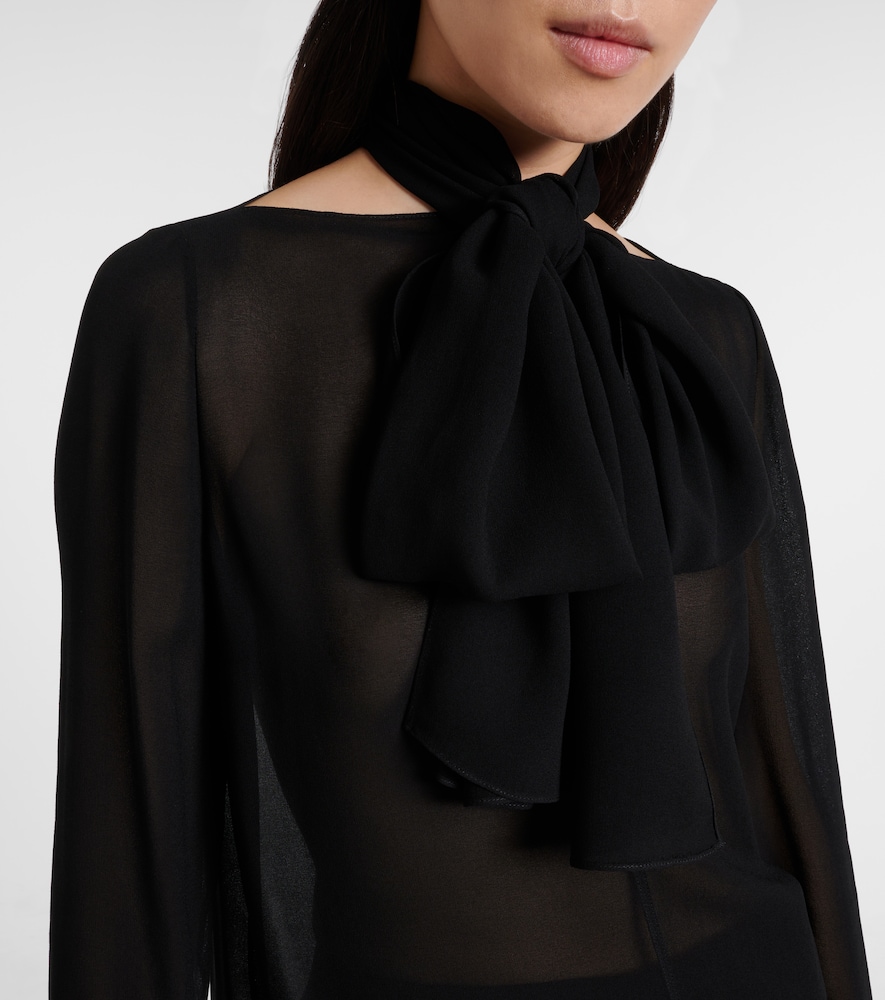  Alaia Alaã¯a Sheer Tie-neck Blouse 