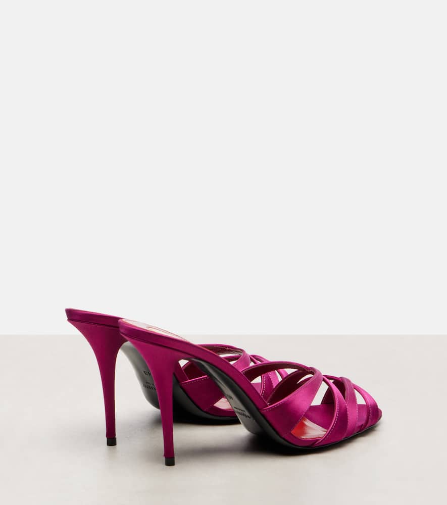 Saint Laurent Chandelle Satin Mules In Pink