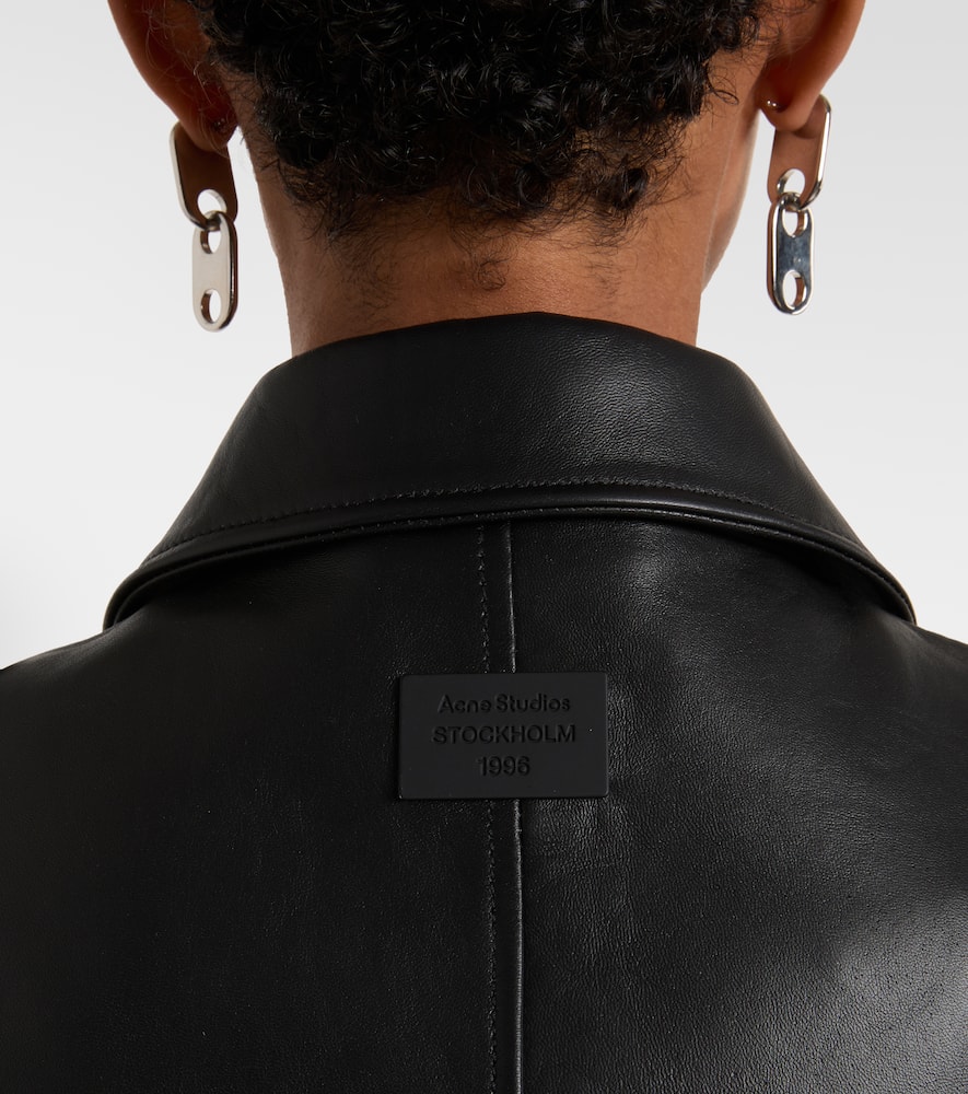Acne Studios Leather Jacket With Belted Waist And Epaulettes In Black