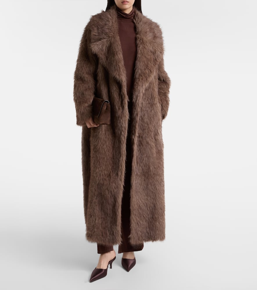 Xu Zhi Faux Fur Coat In Brown
