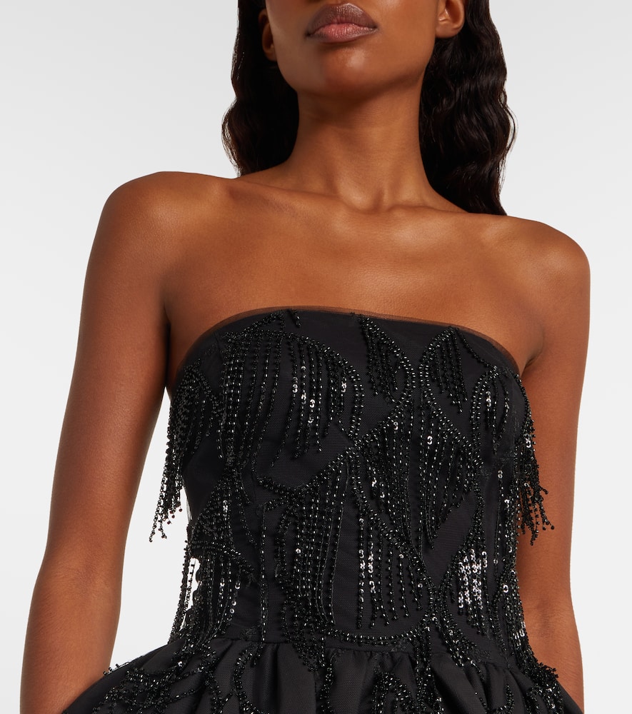 Rotate Birger Christensen Albertina Sequined Strapless Top In Black