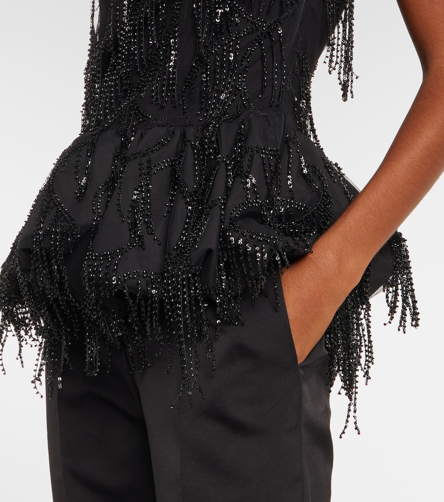 Rotate Birger Christensen Albertina Sequined Strapless Top In Black