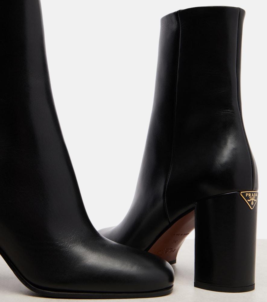  Prada Prada Logo Leather Ankle Boots 