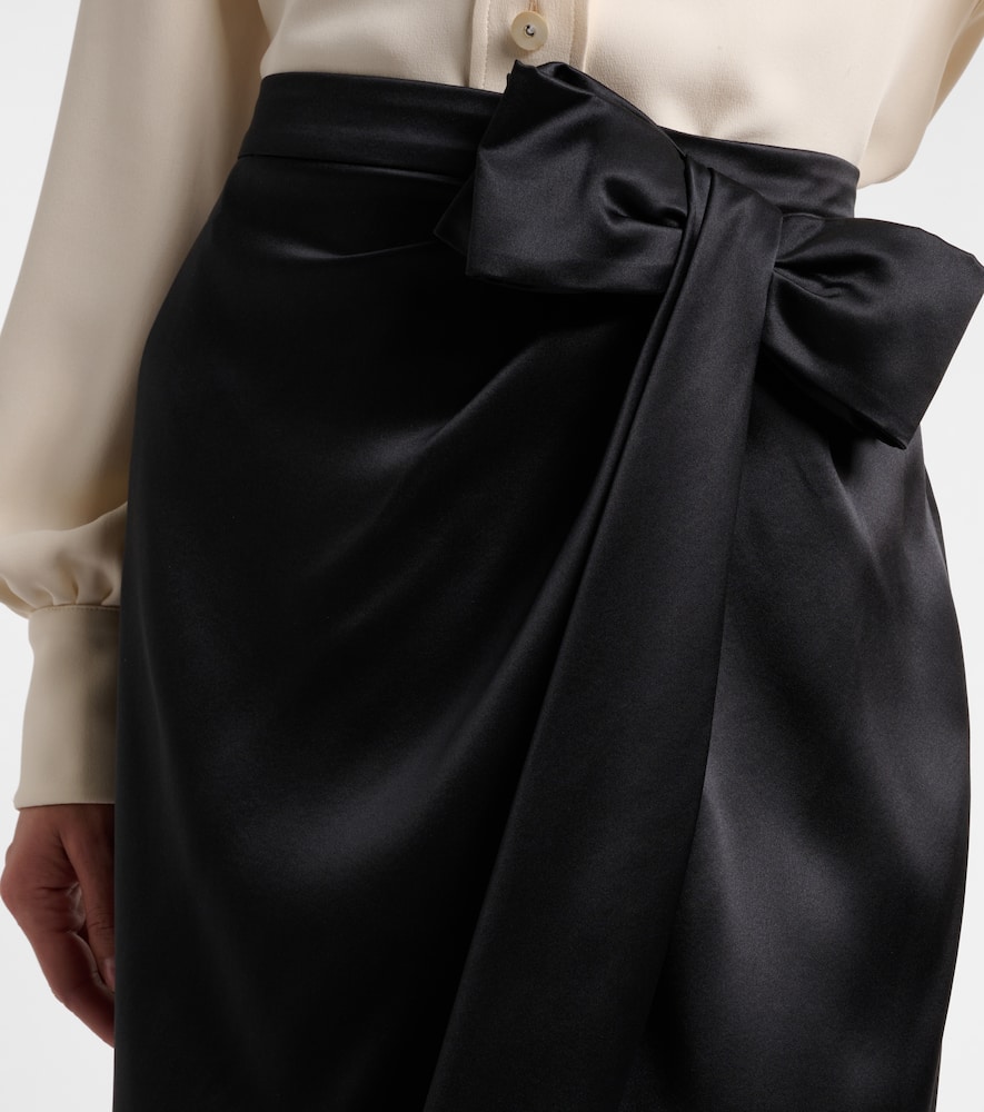 Valentino Asymmetric Low-rise Silk Midi Skirt In Black