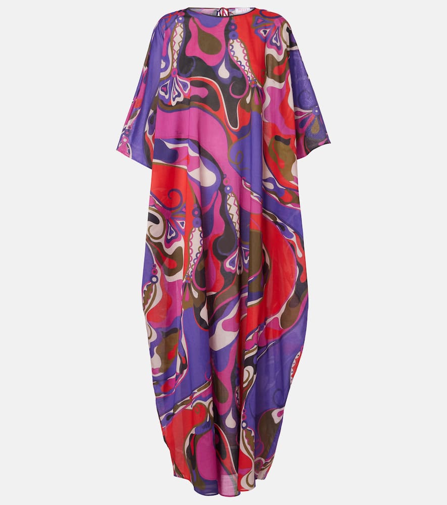 Pucci Orchidee Print Muslin Long Caftan In Multi