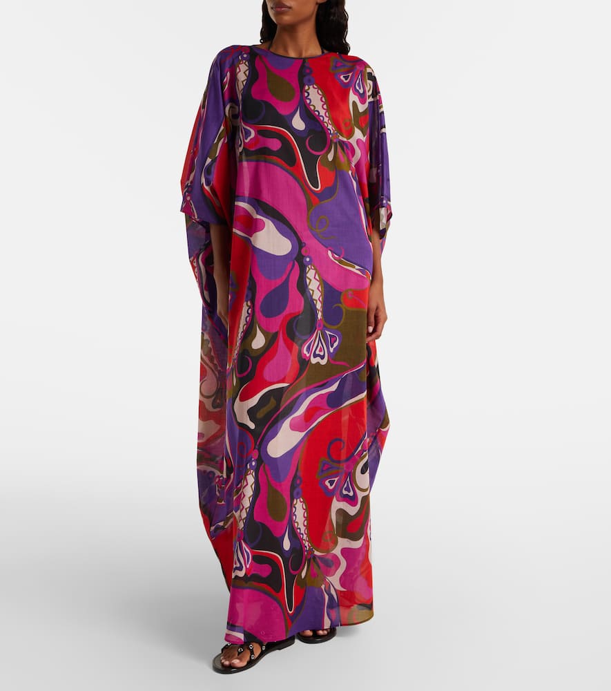 Pucci Orchidee Print Muslin Long Caftan In Multi