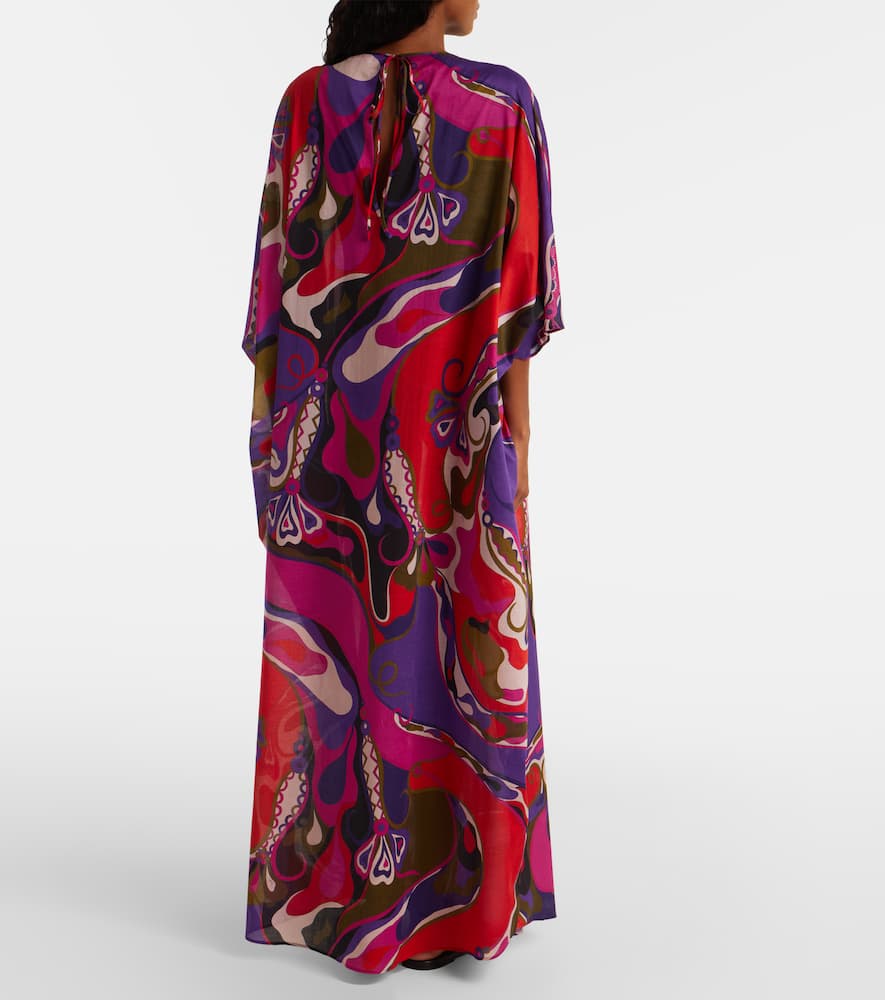 Pucci Orchidee Print Muslin Long Caftan In Multi