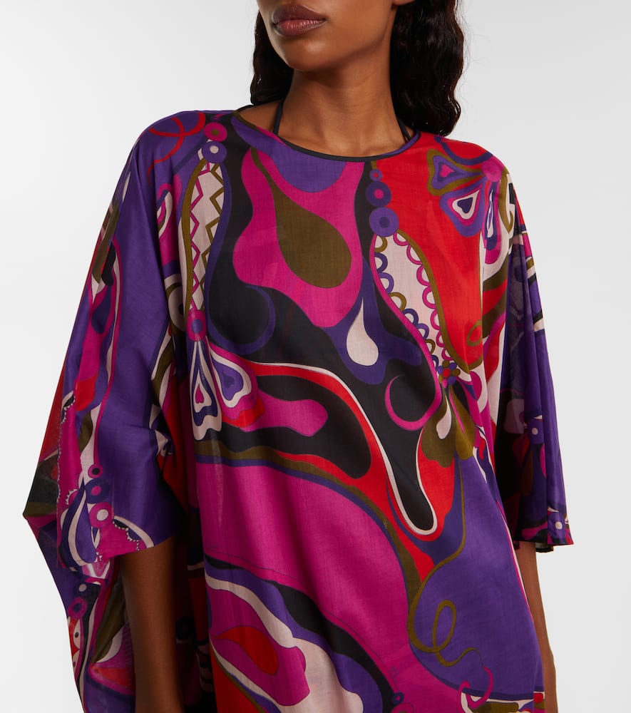 Pucci Orchidee Print Muslin Long Caftan In Multi