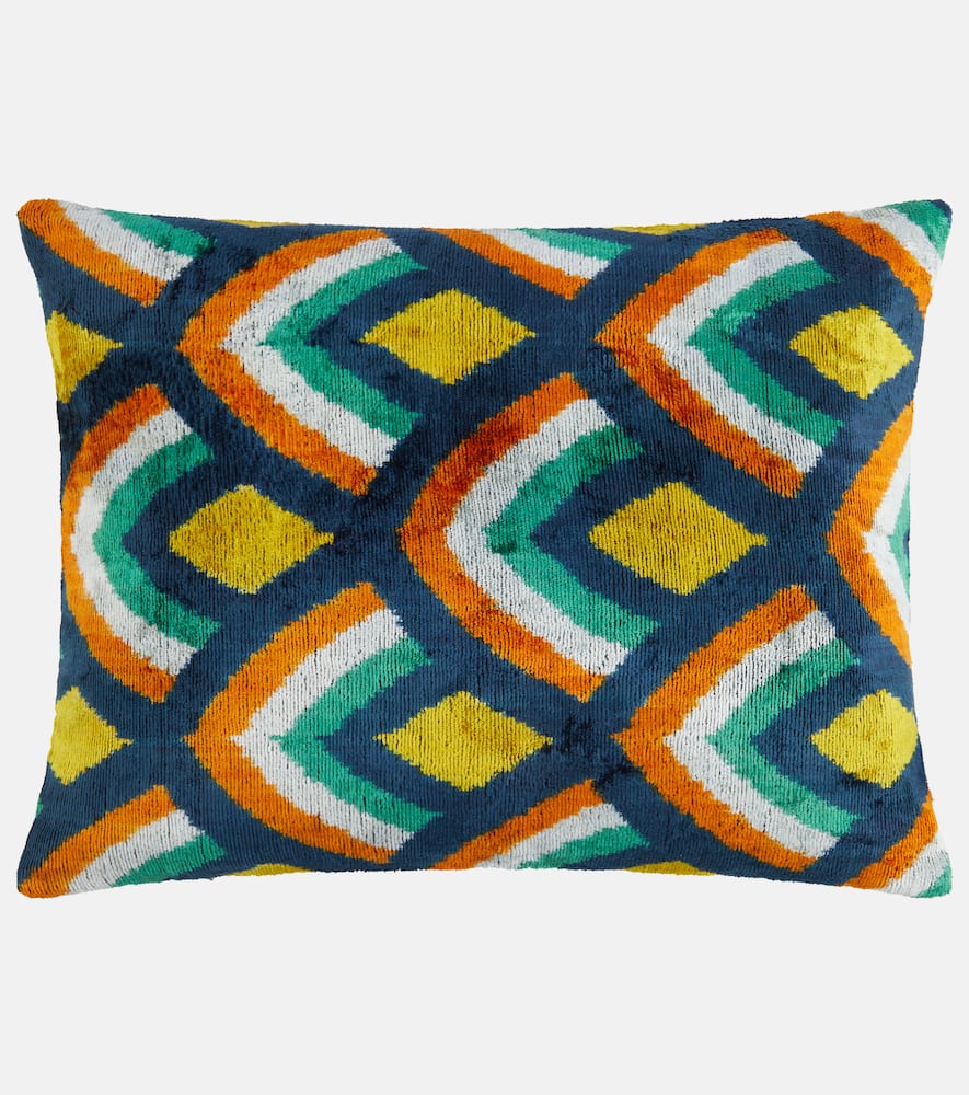 Les-ottomans Silk And Cotton Velvet Cushion In Multi