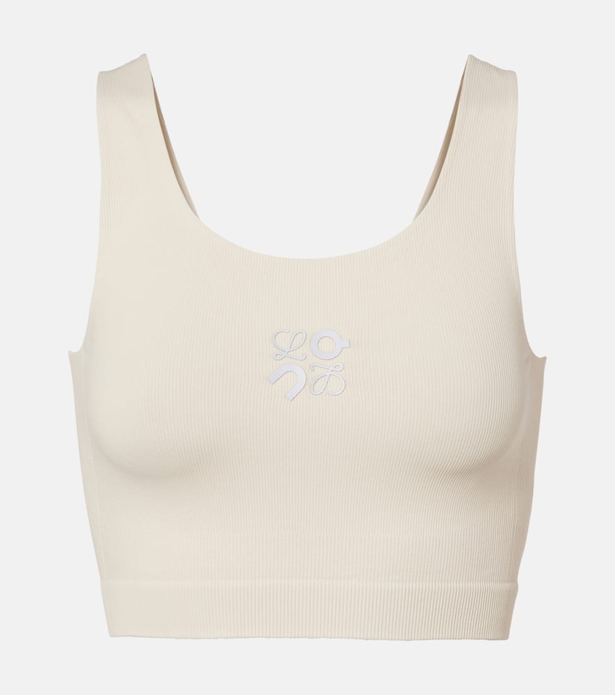 Loewe X On Ribbed-knit Sports Bra In White