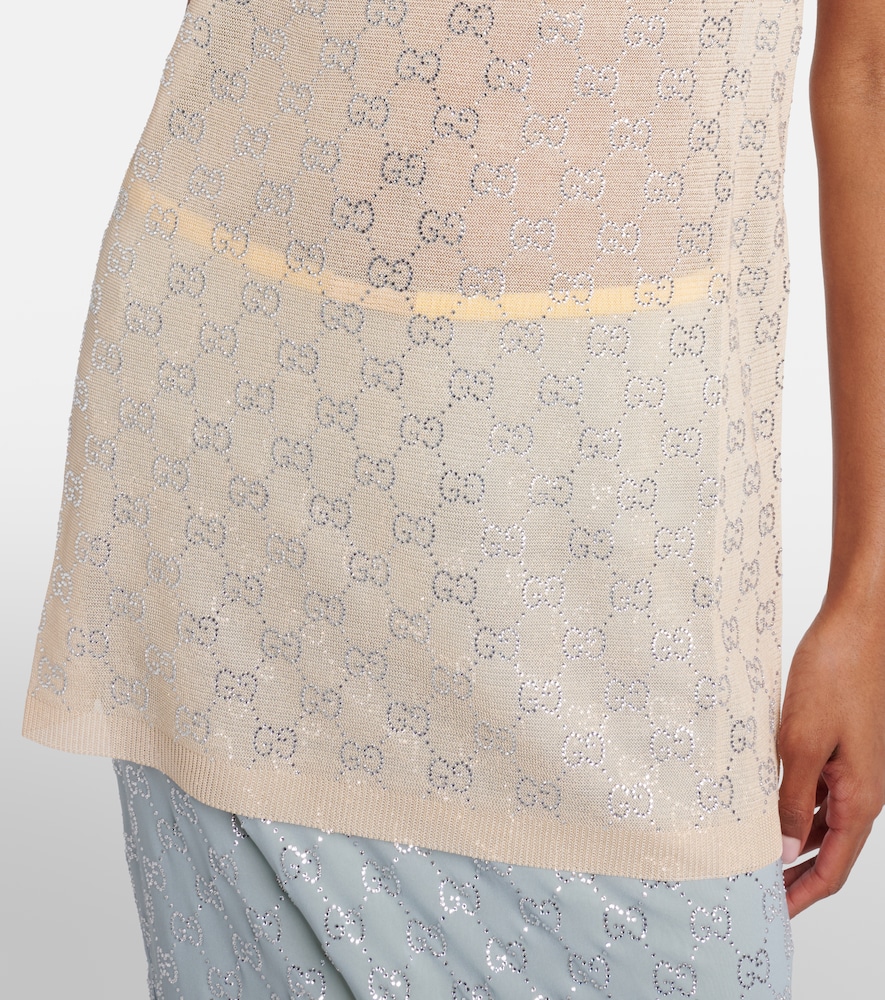  Gucci Gucci Gg Crystal Silk Tank Top 