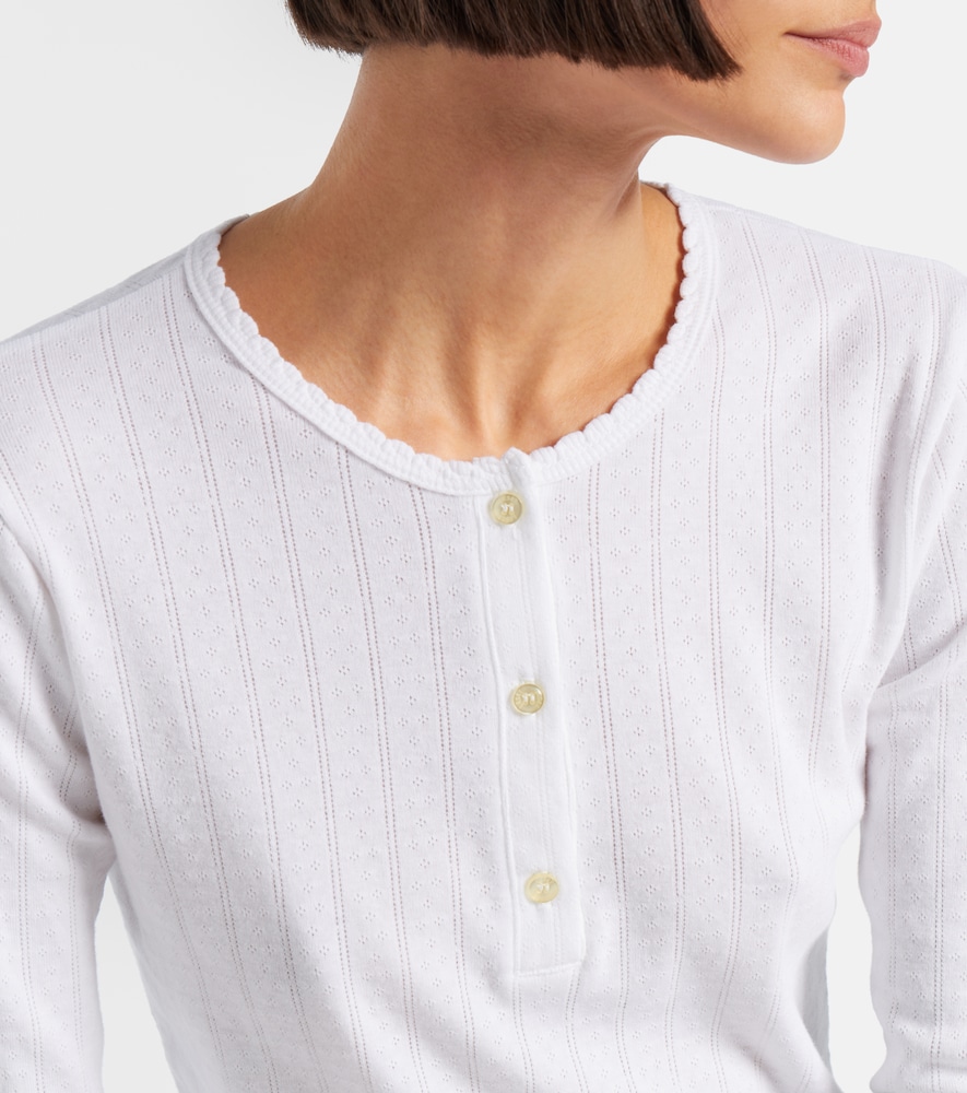 Pointelle Cotton Henley Shirt