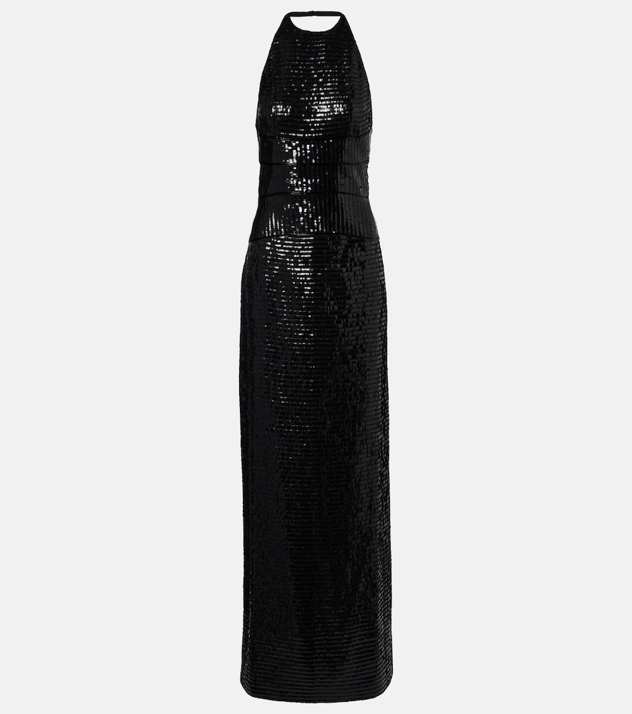 Roberto Cavalli Sequined halterneck silk gown