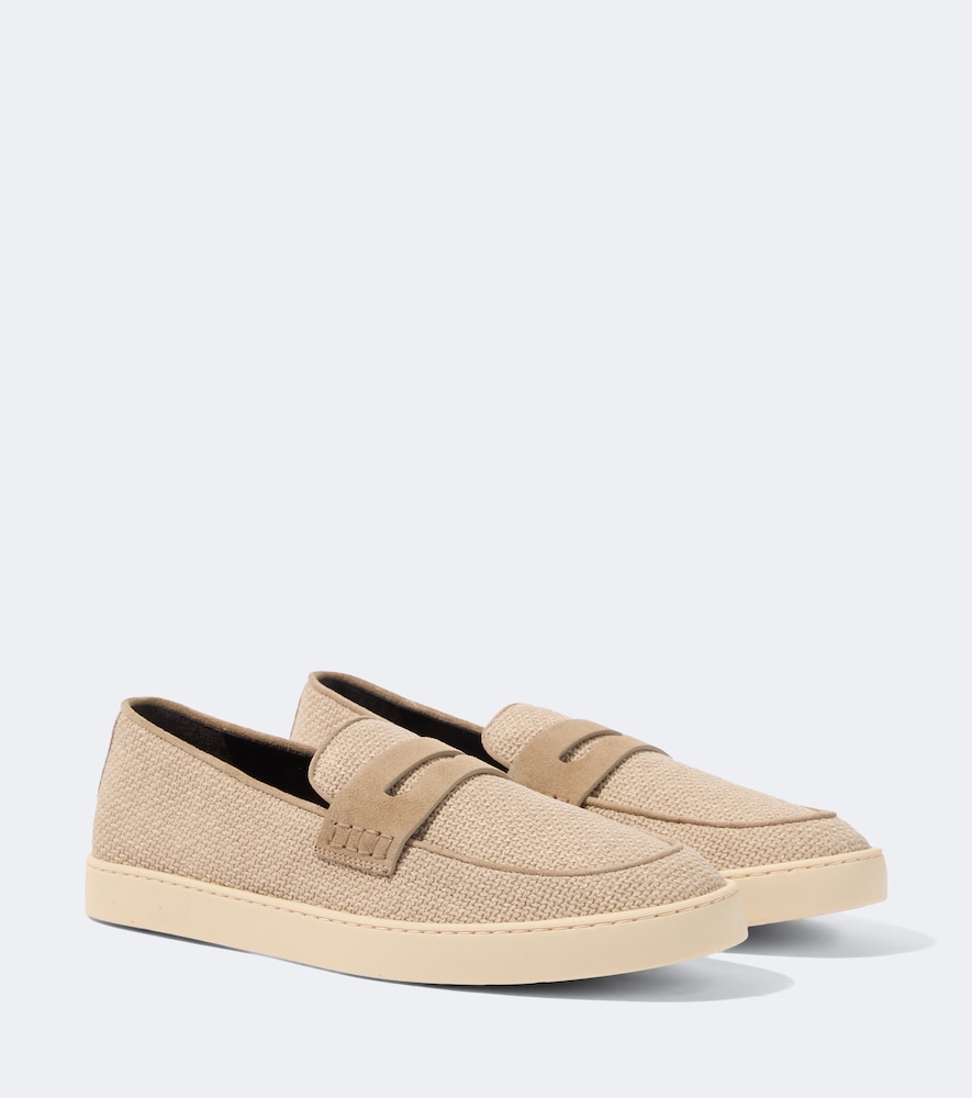 Canali Mocassini in suede intrecciato con suede