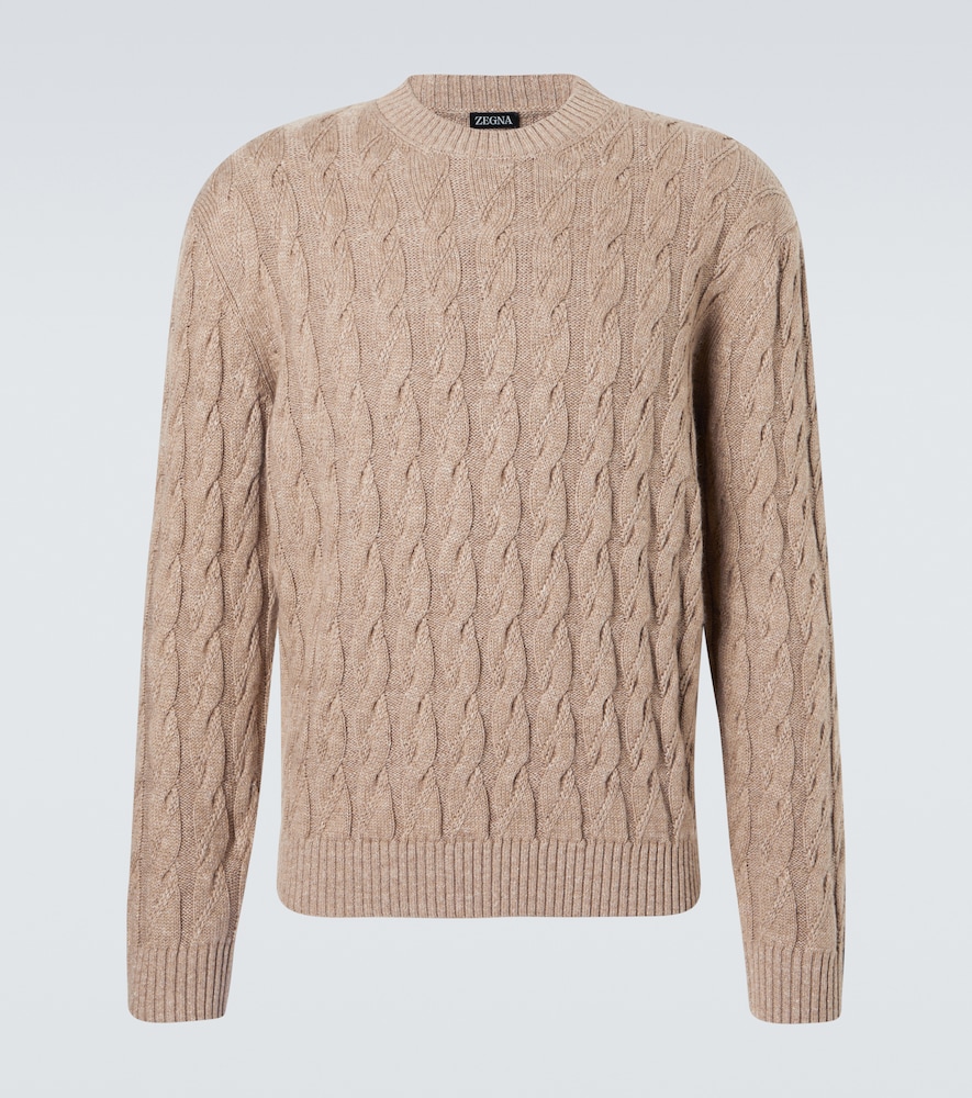 Zegna Cable-knit linen, cashmere, and silk sweater