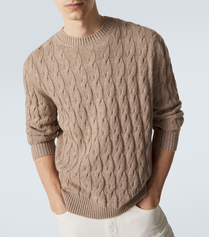 Cable-Knit Linen, Cashmere, And Sweater