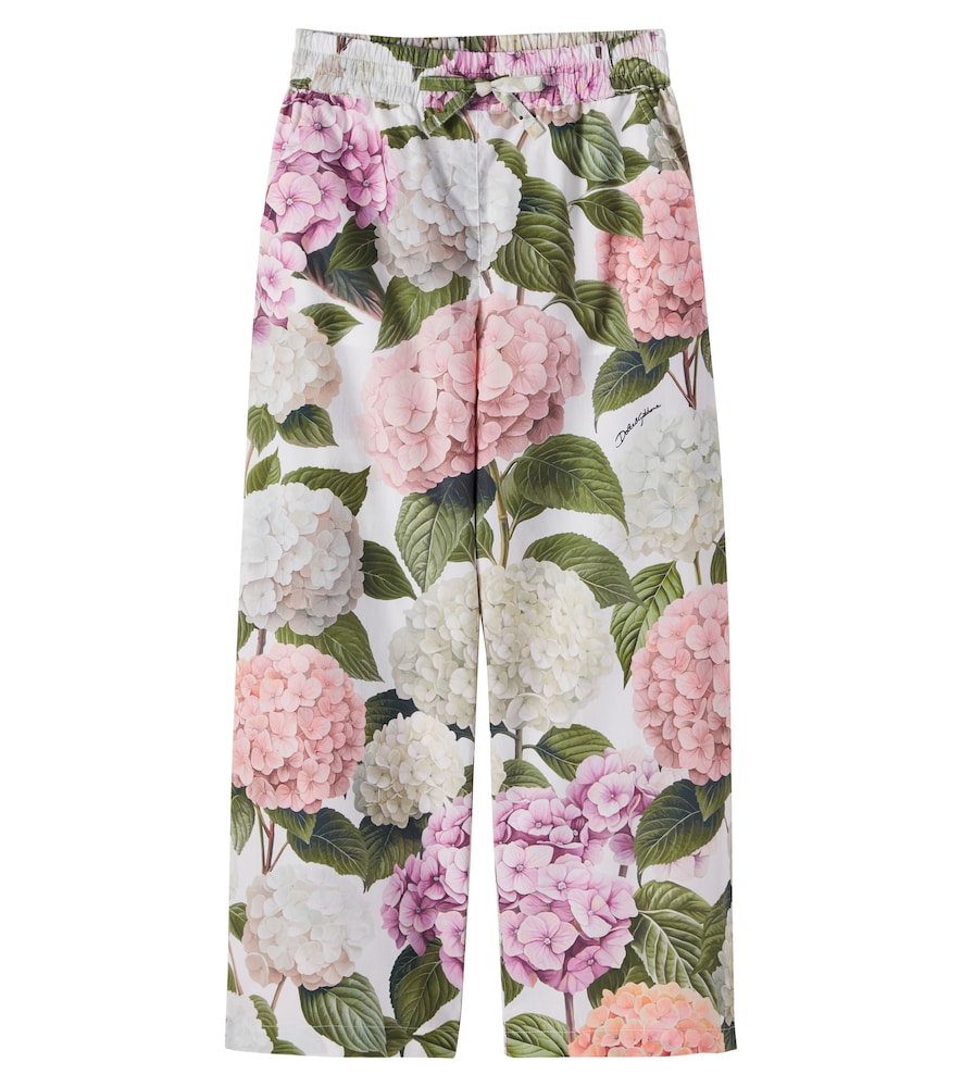 Dolce & Gabbana Kids Floral cotton poplin wide-leg pants