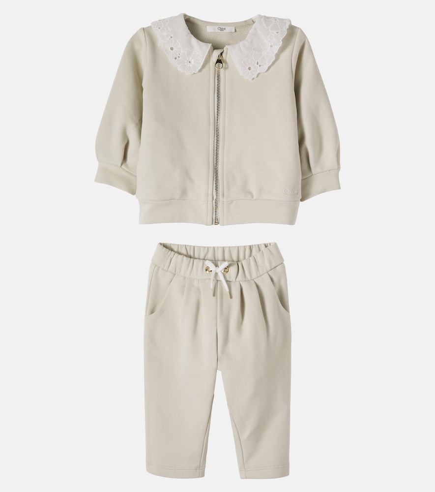  Chloe Kids Chloé Kids Baby Set Aus Cardigan Und Hose Aus Baumwolle 