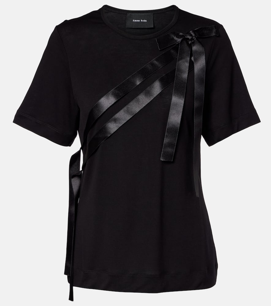 Simone Rocha Bow-detail Jersey T-shirt In Black