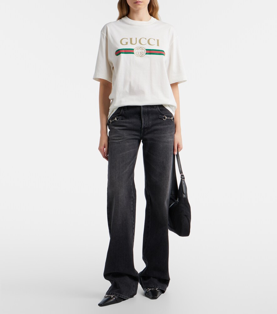  Gucci Gucci T-shirt Aus Baumwolle Und Seide 