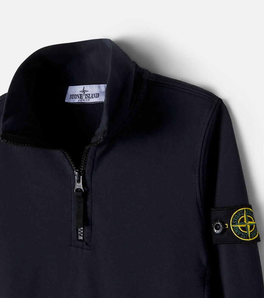  Stone Island Junior Stone Island Junior Compass Cotton Jersey Half-zip Sweatshirt 
