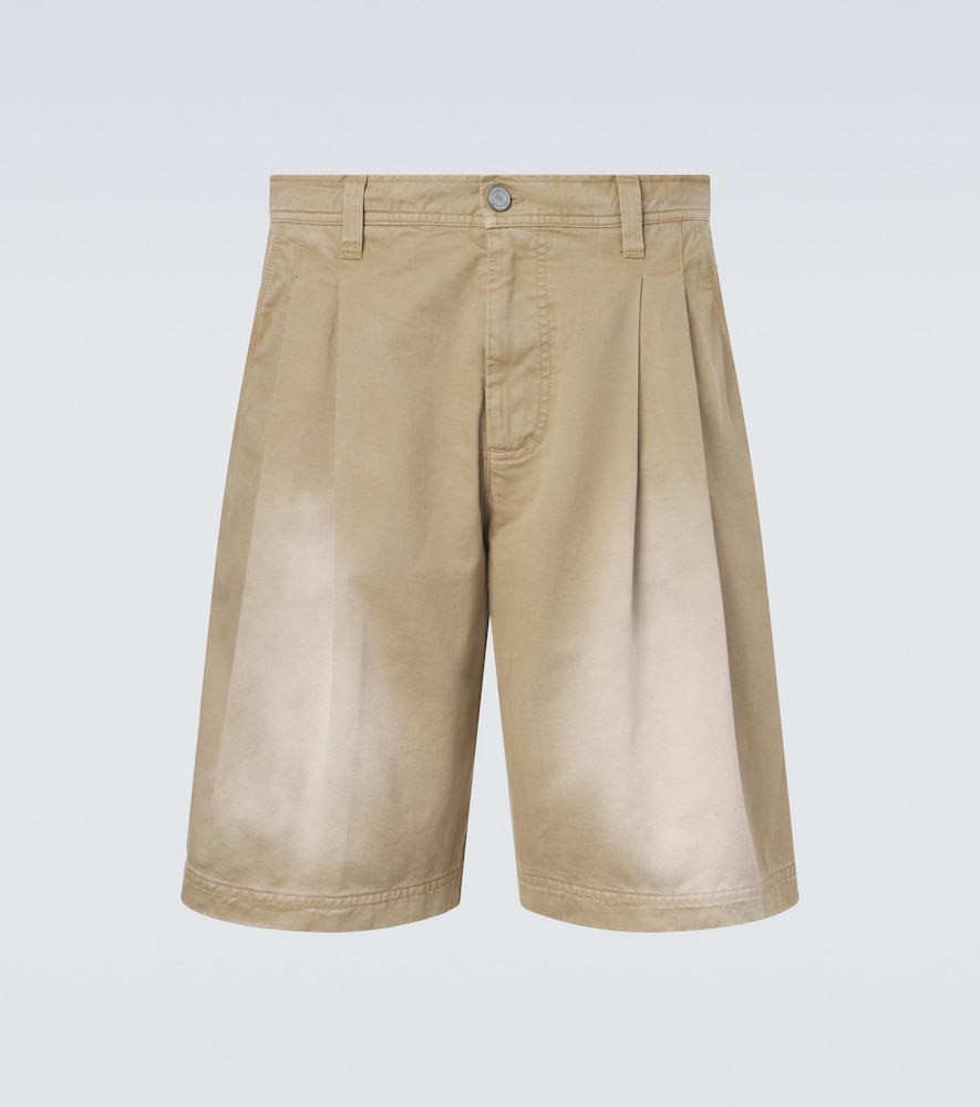 ERL Pleated cotton twill Bermuda shorts