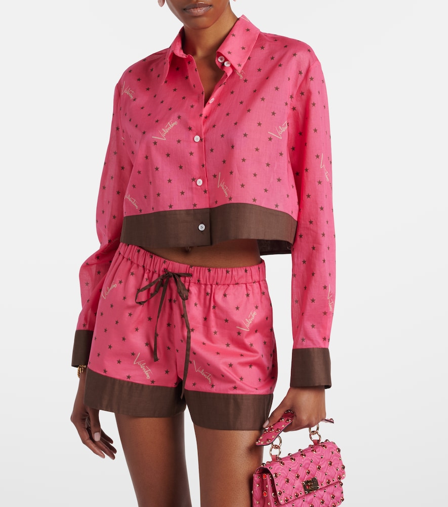  Valentino Valentino Cropped Printed Cotton Shirt 