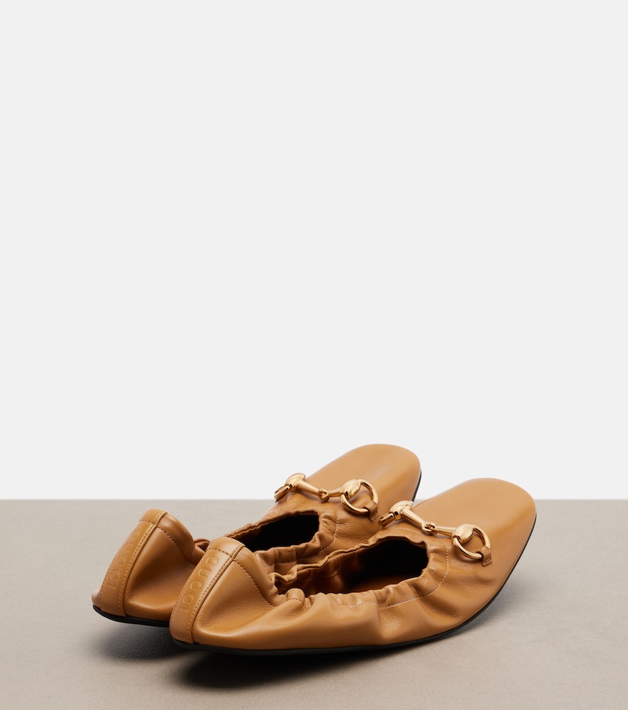  Gucci Gucci Prima Horsebit Leather Ballet Flats 