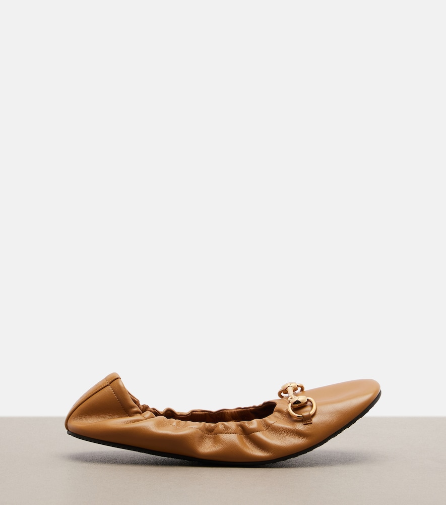  Gucci Gucci Prima Horsebit Leather Ballet Flats 
