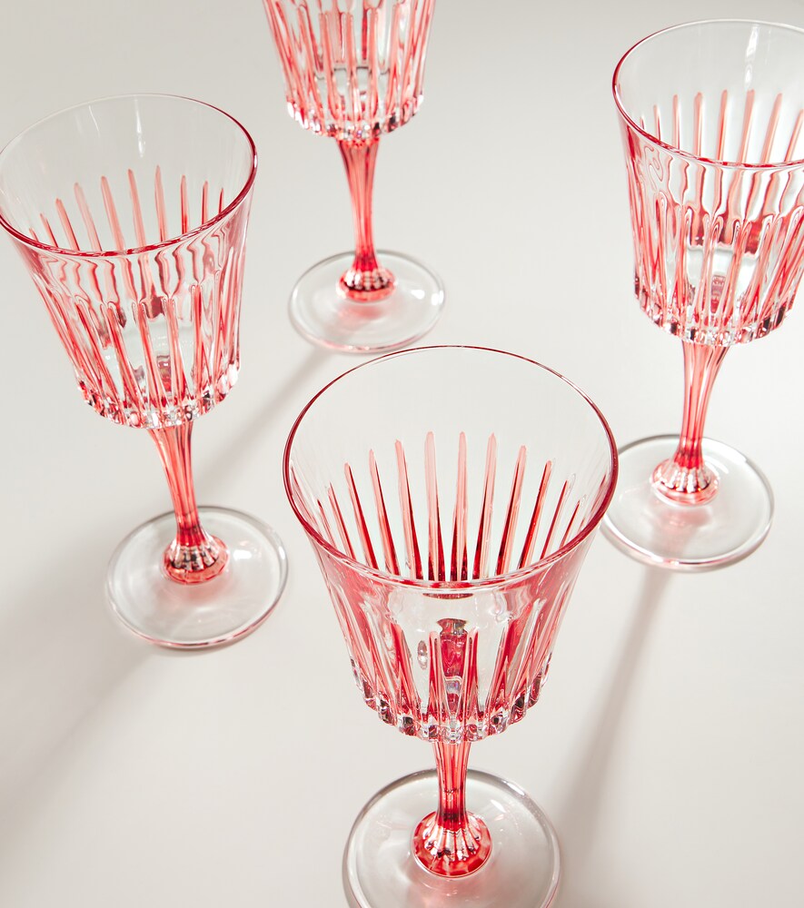  Les-ottomans Les-ottomans Set Of 4 Striped Crystal Wine Glasses 