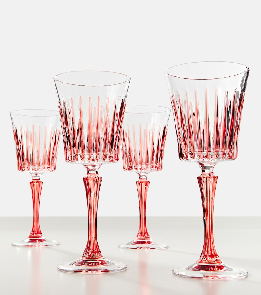  Les-ottomans Les-ottomans Set Of 4 Striped Crystal Wine Glasses 
