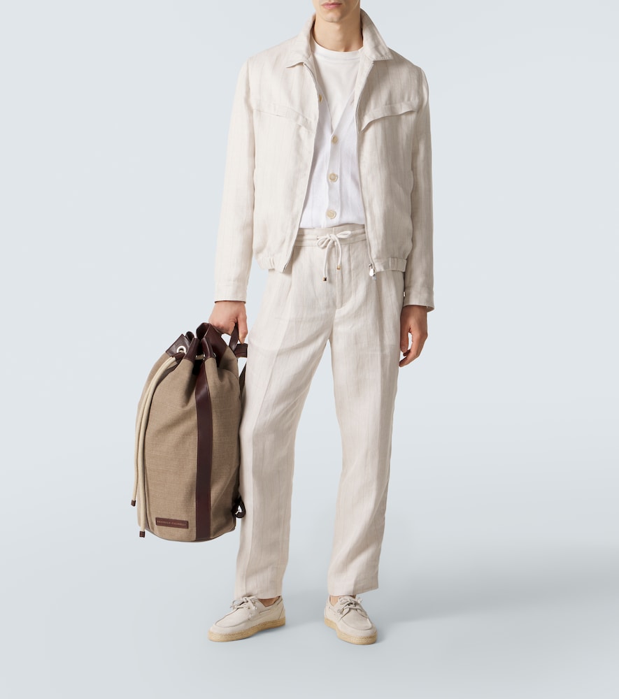  Brunello Cucinelli Brunello Cucinelli Gerade Hose Aus Leinen Und Baumwolle 