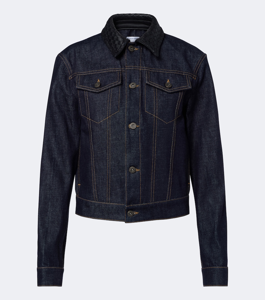 Giacca di jeans con pelle Intrecciato