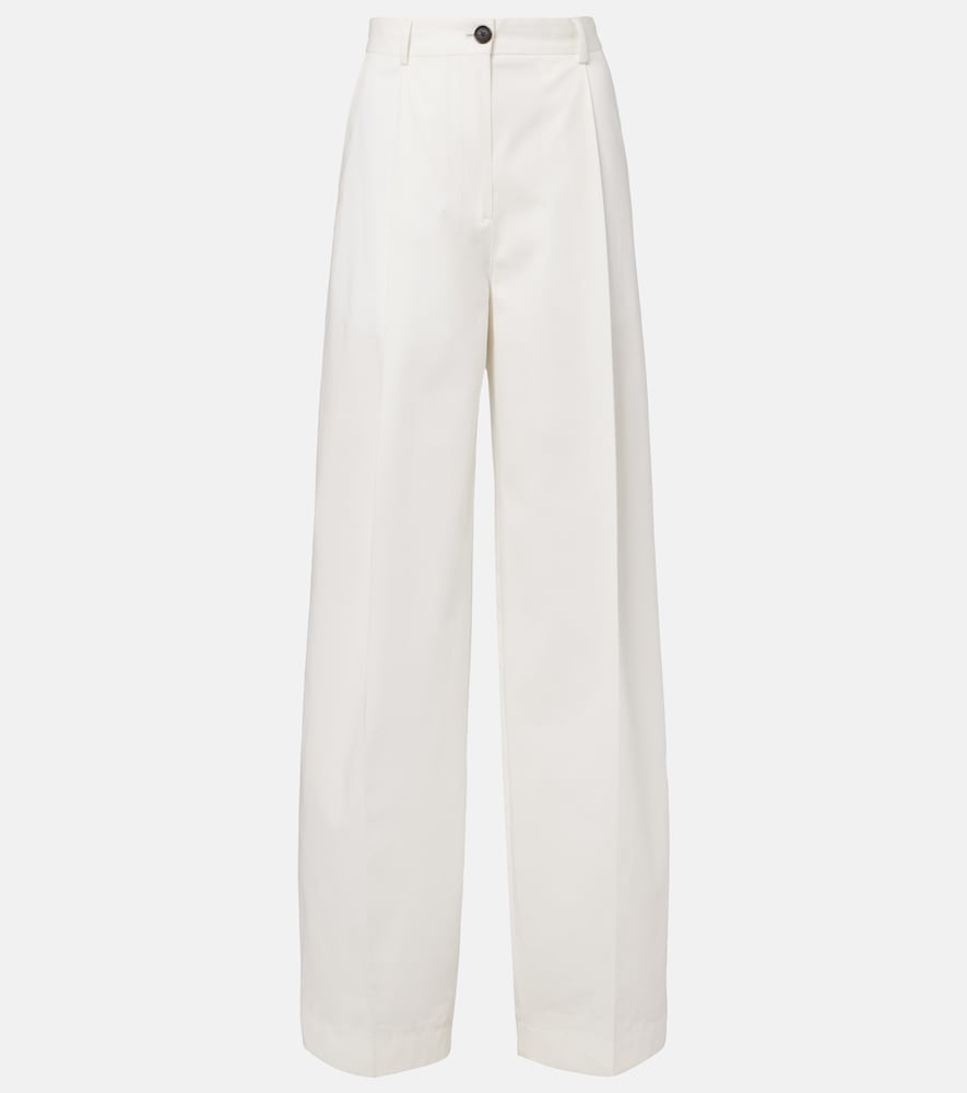 Toteme Pleated cotton wide-leg pants