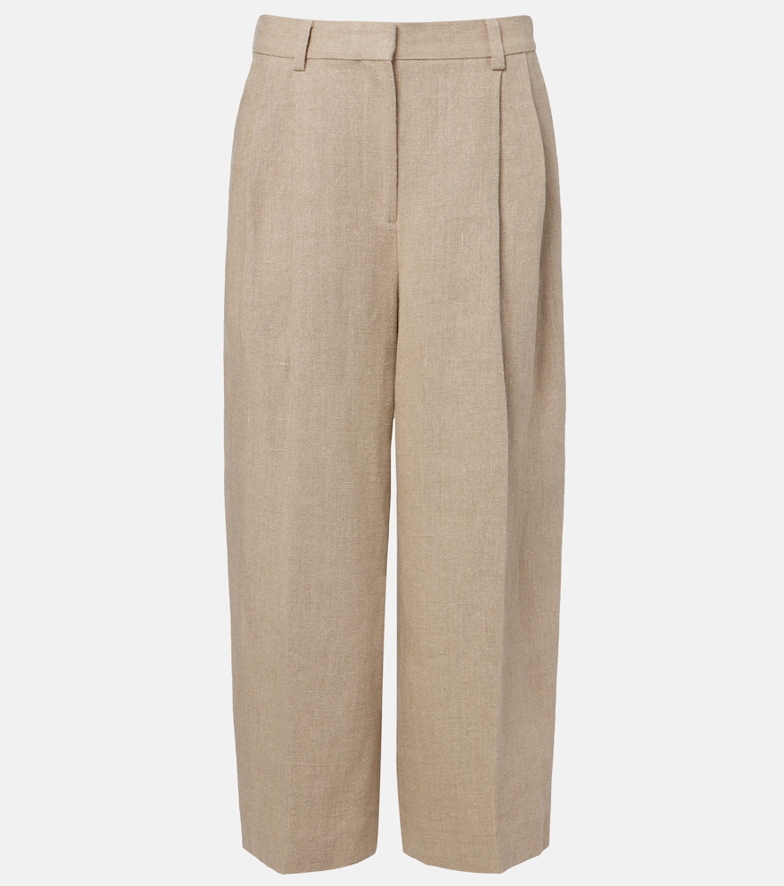 Toteme Cropped linen wide-leg pants