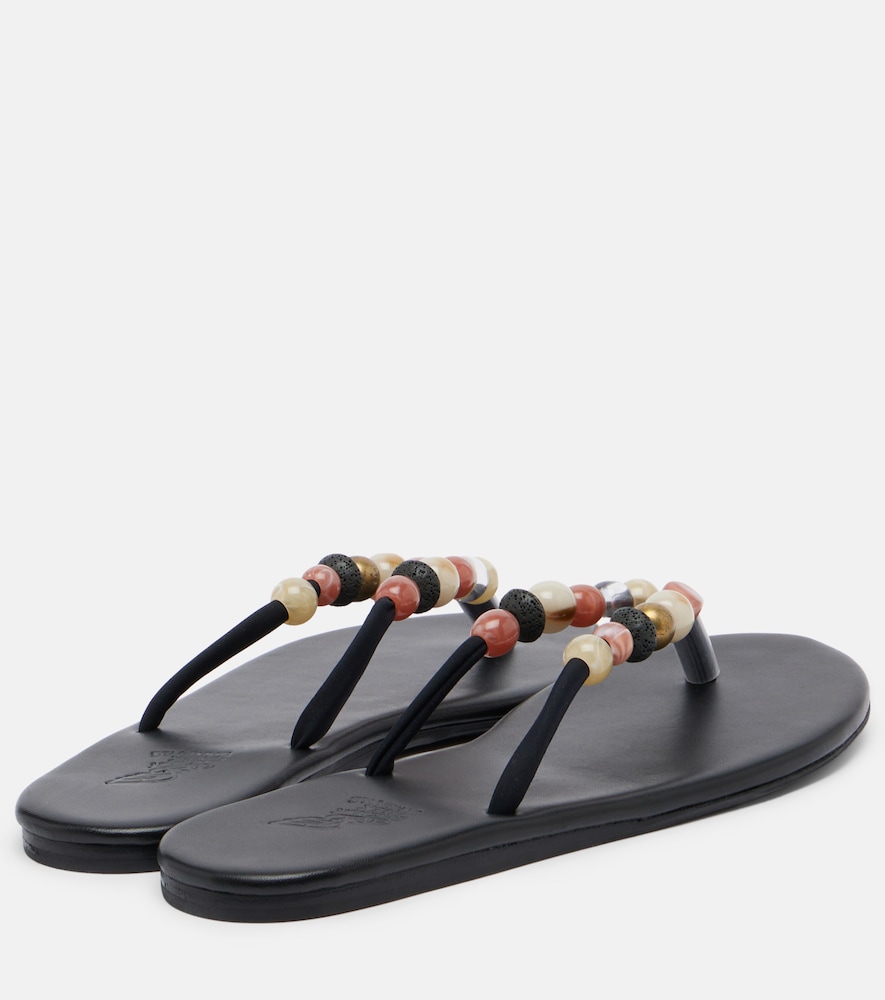 Saionara Beaded Leather Thong Sandals