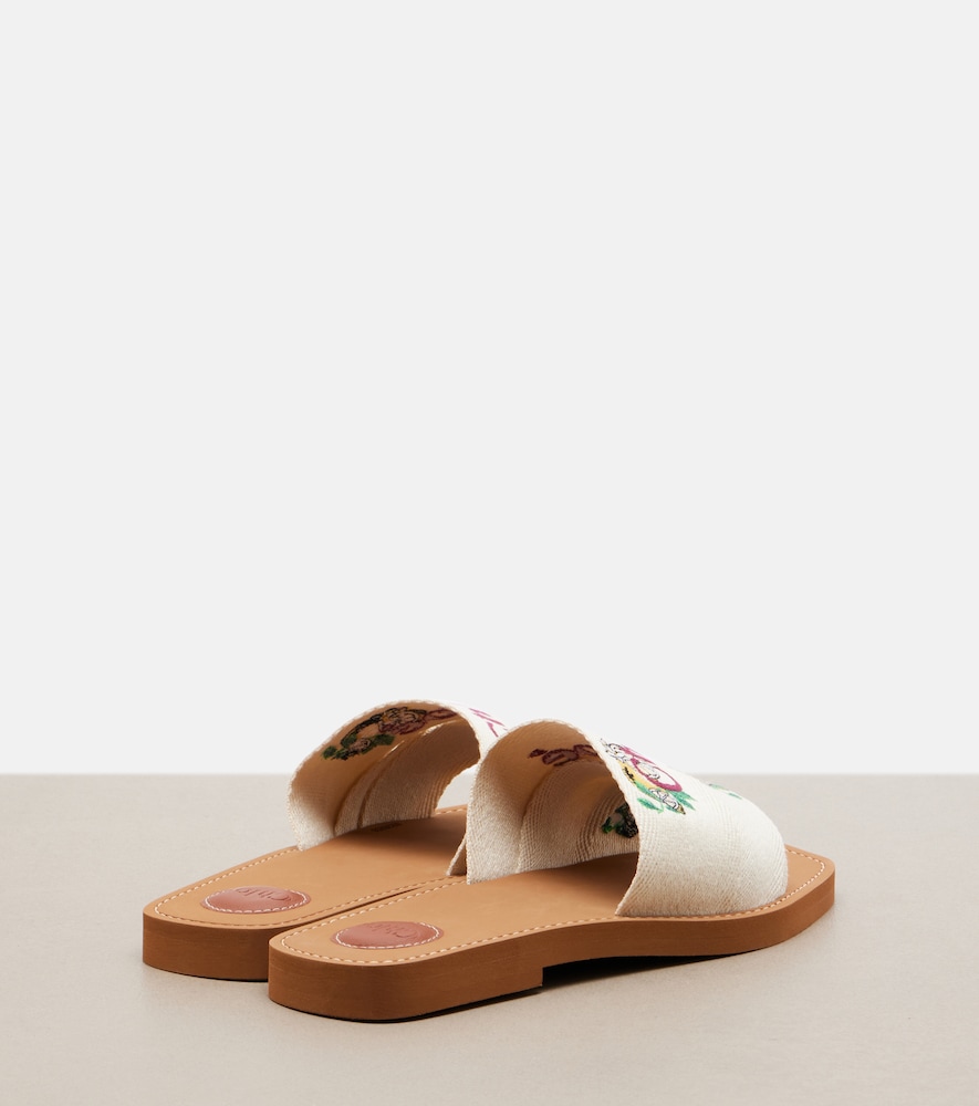  Chloe Chloé Mules Woody En Lin à Broderie 