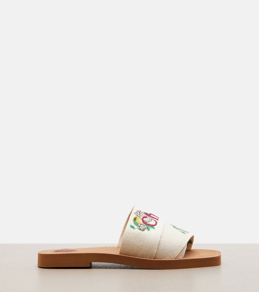  Chloe Chloé Mules Woody En Lin à Broderie 