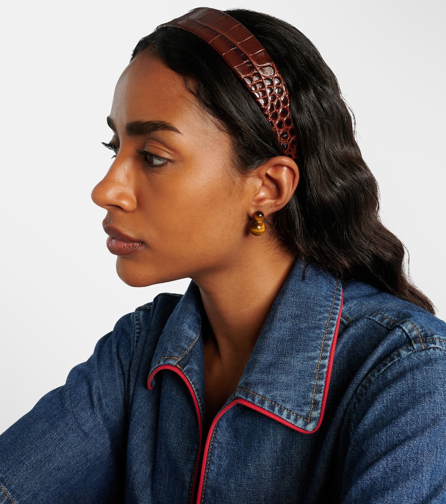  Jennifer Behr Jennifer Behr Cruz Croc-effect Leather Headband 