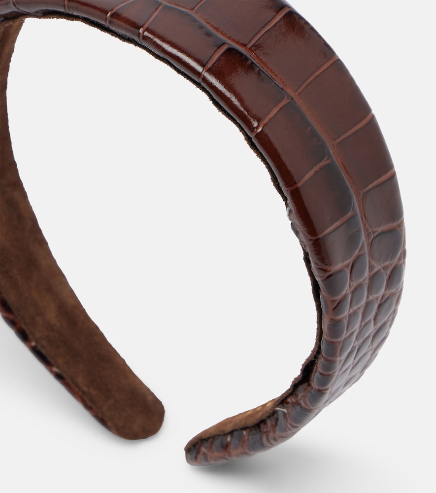  Jennifer Behr Jennifer Behr Cruz Croc-effect Leather Headband 
