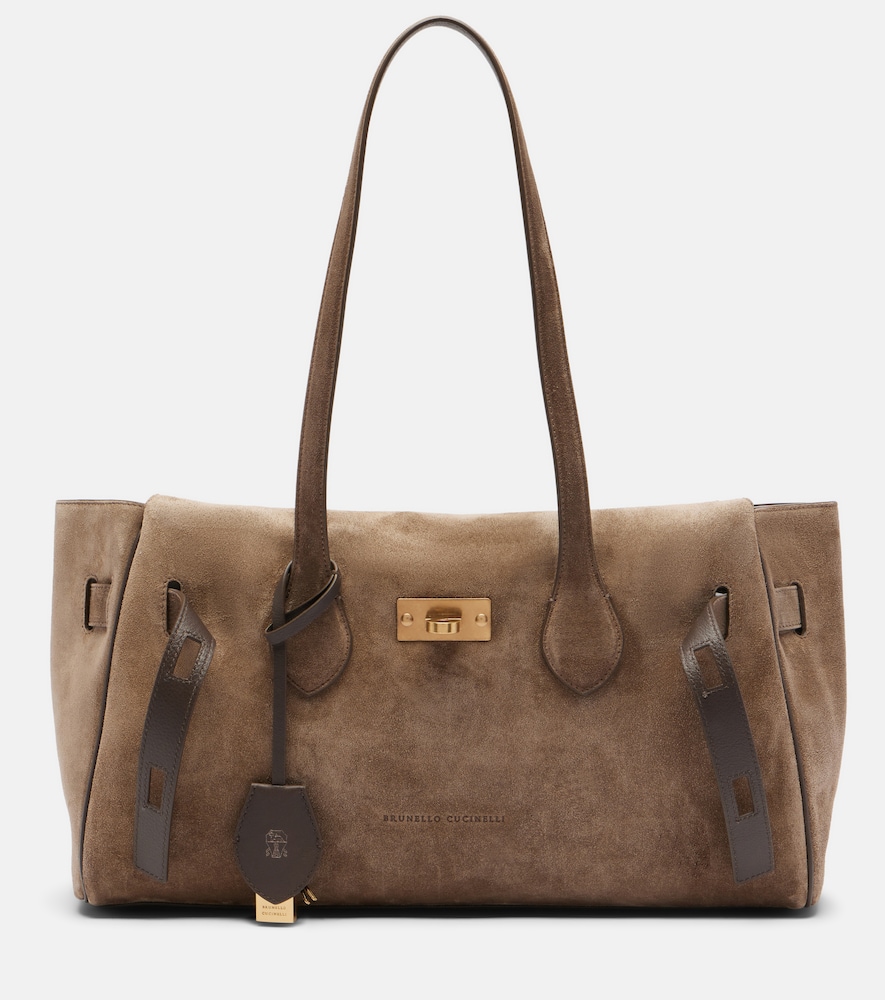 Schultertasche Medium aus Veloursleder