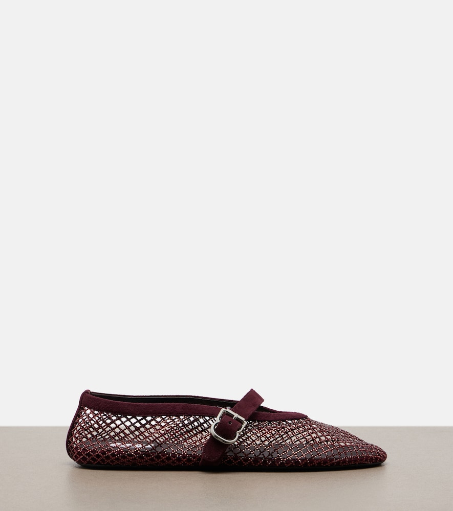  Alaia Alaia Embellished Fishnet Ballet Flats 