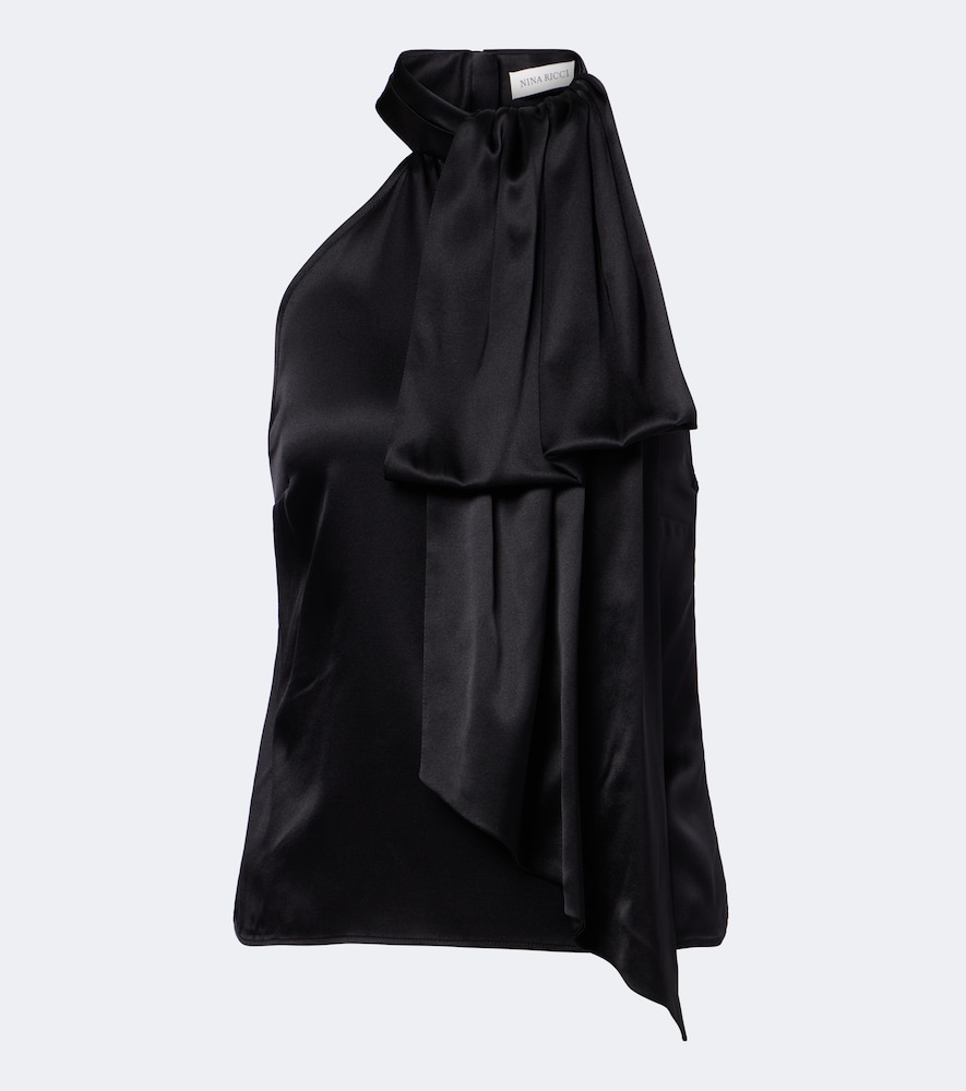 Top aus Satin aus einem Seidengemisch