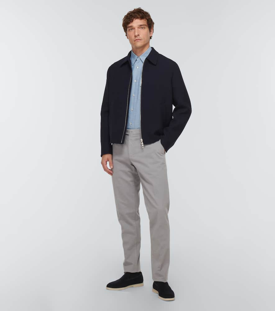 Shop Loro Piana Pantaflat Cotton Slim Pants In Rock Grey