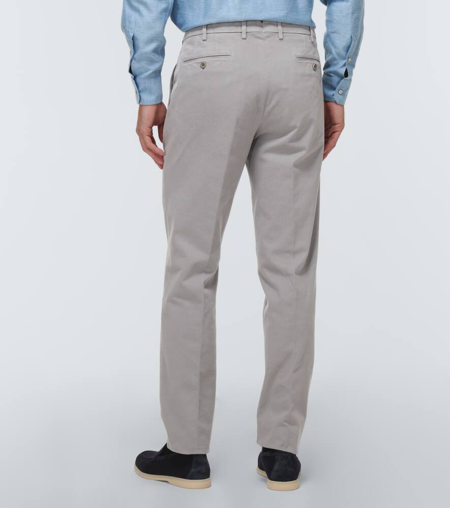 Shop Loro Piana Pantaflat Cotton Slim Pants In Rock Grey