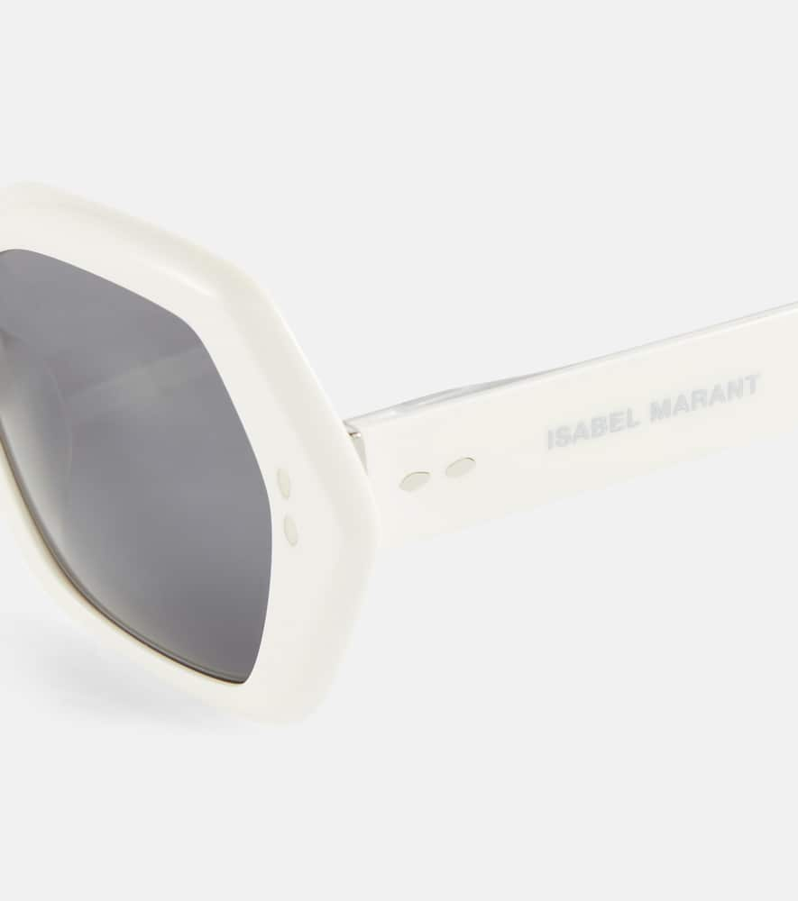 Shop Isabel Marant Ely Hexagonal Sunglasses In Ivory