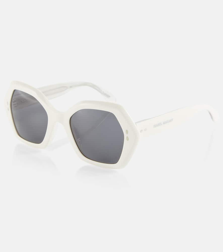 Shop Isabel Marant Ely Hexagonal Sunglasses In Ivory