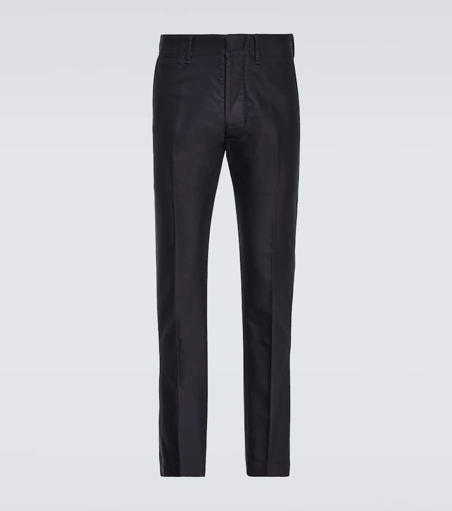 Tom Ford Straight Cotton Pants In Blue