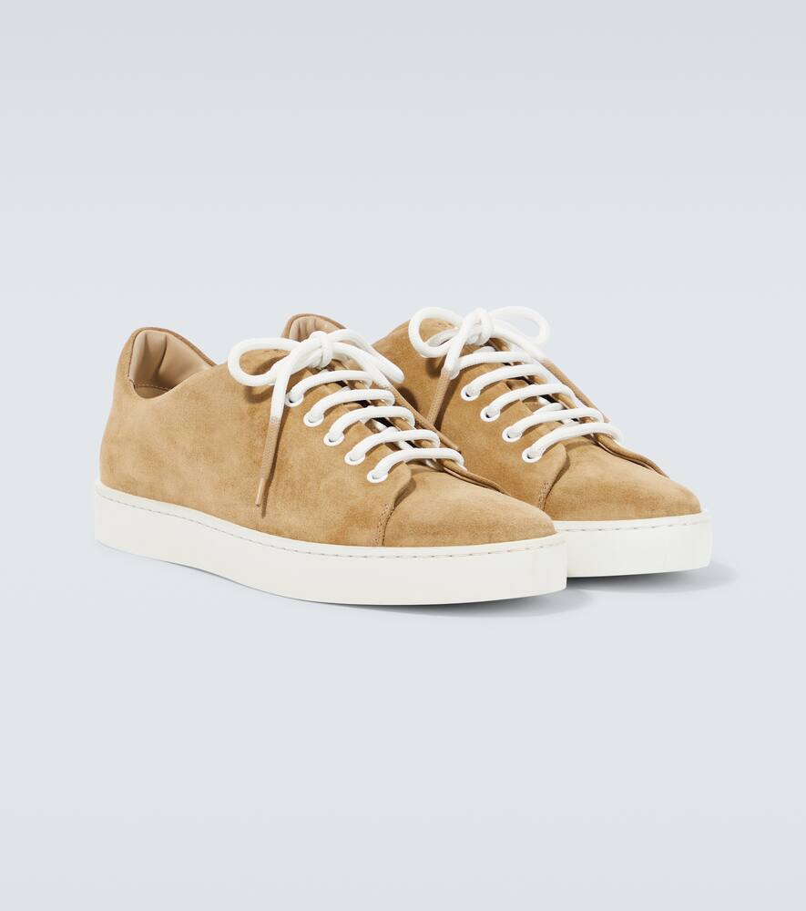 Shop Manolo Blahnik Semanado Leather Sneakers In White